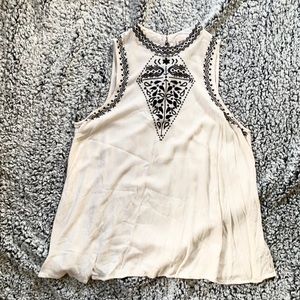 High Neck Embroidered Tank